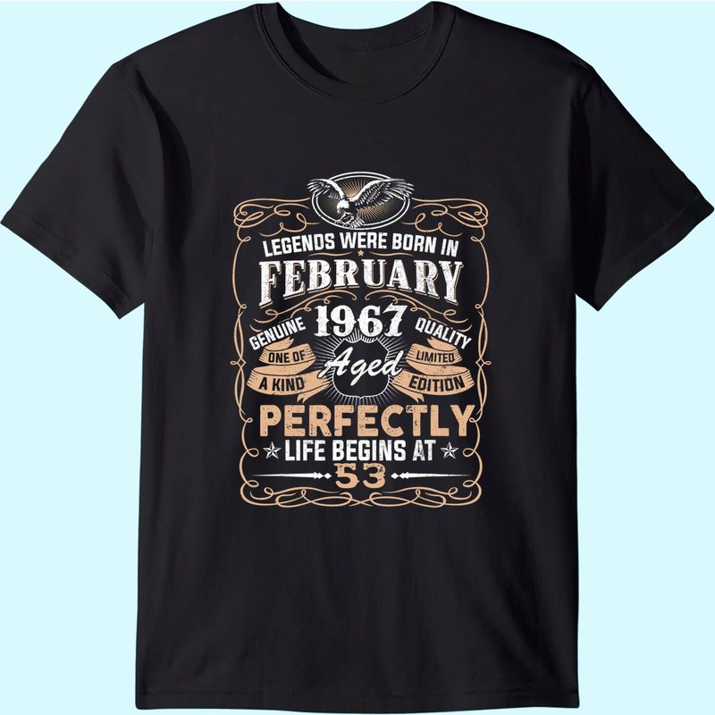 T-Shirt Legends Born In February 1967 pour hommes — T-shirts pour hommes