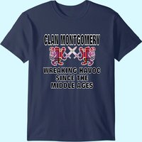 Montgomery Scottish Tartan Clan Name T-Shirt for Men