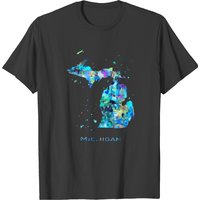 Michigan Map T-Shirt for Men in Black