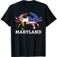 Maryland State USA Flag Blue Crab T-Shirt for Men