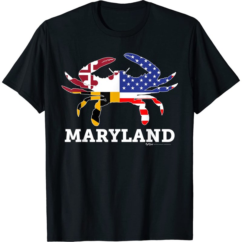 T-Shirt Maryland State Drapeau USA Crabe Bleu pour Hommes — T-shirts pour hommes