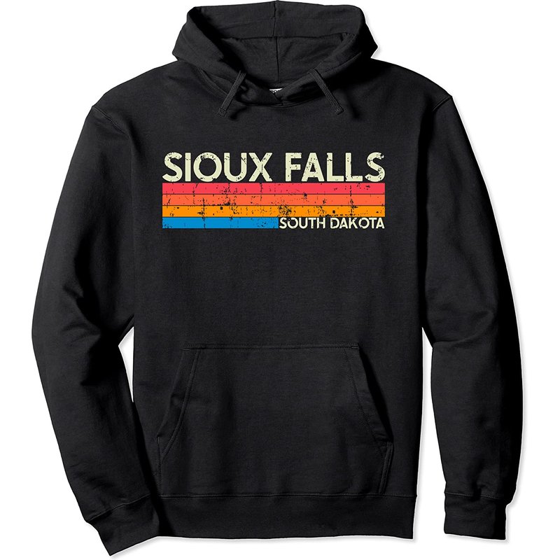 Sioux Falls South Dakota Distressed Pullover Hoodie — Mens Hoodies