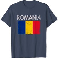 Vintage Romania Romanian Flag T-Shirt for Men