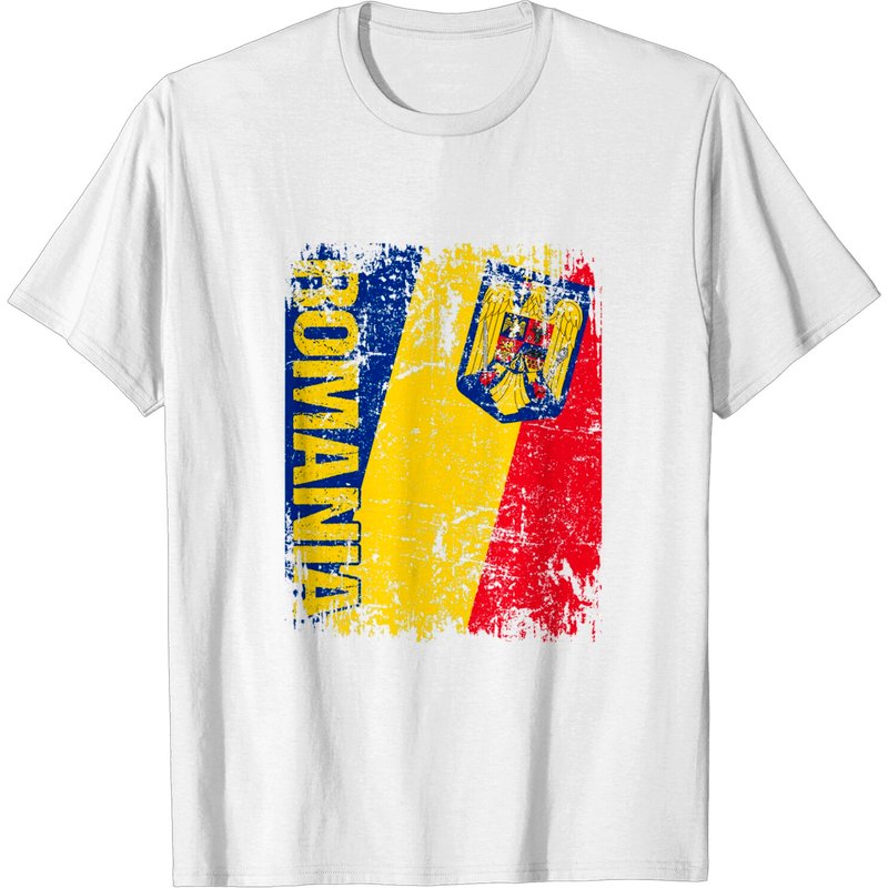 T-shirt Vintage Délavé Drapeau de la Roumanie pour Hommes — T-shirts pour hommes