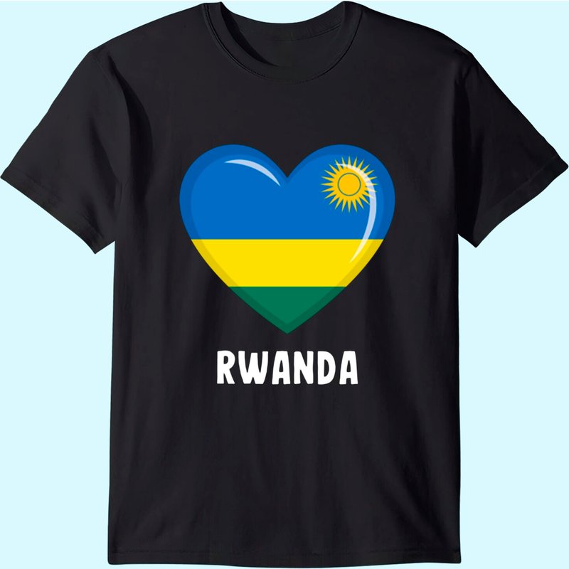 T-Shirt Drapeau du Rwanda pour Hommes en Noir — T-shirts pour hommes