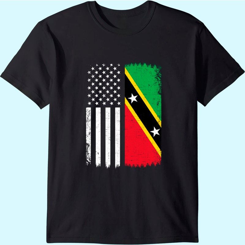 T-Shirt Drapeau Américain Saint-Kitts-et-Nevis pour Hommes — T-shirts pour hommes