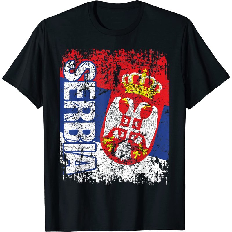 T-shirt Vintage Distress Drapeau Serbe pour Hommes — T-shirts pour hommes