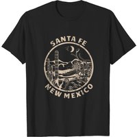 Santa Fe New Mexico Linocut Distressed Desert Illustration T-Shirt
