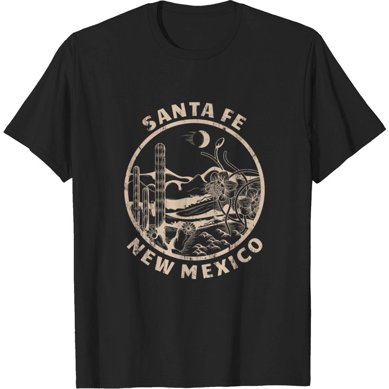 T-shirt illustration désert linogravure Santa Fe Nouveau-Mexique — T-shirts pour hommes