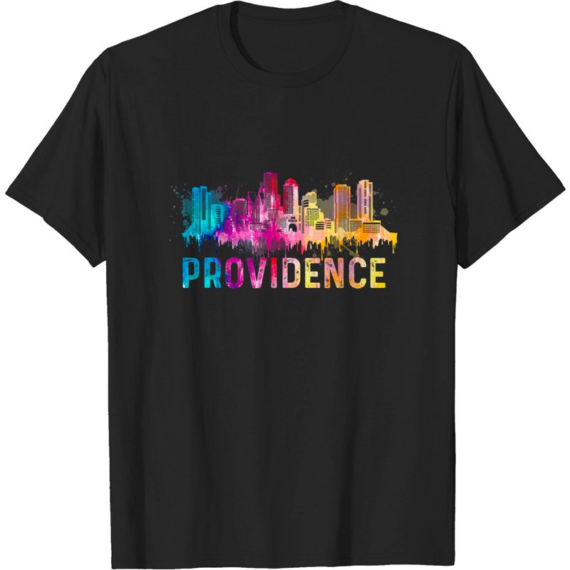 T-Shirt Providence Rhode Island pour Hommes en Noir — T-shirts pour hommes
