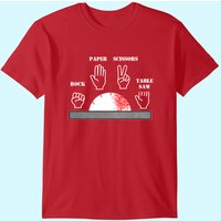 T-shirt pour hommes Carpenter Joke Rock Paper Scissors Table Saw Cut — T-shirts pour hommes