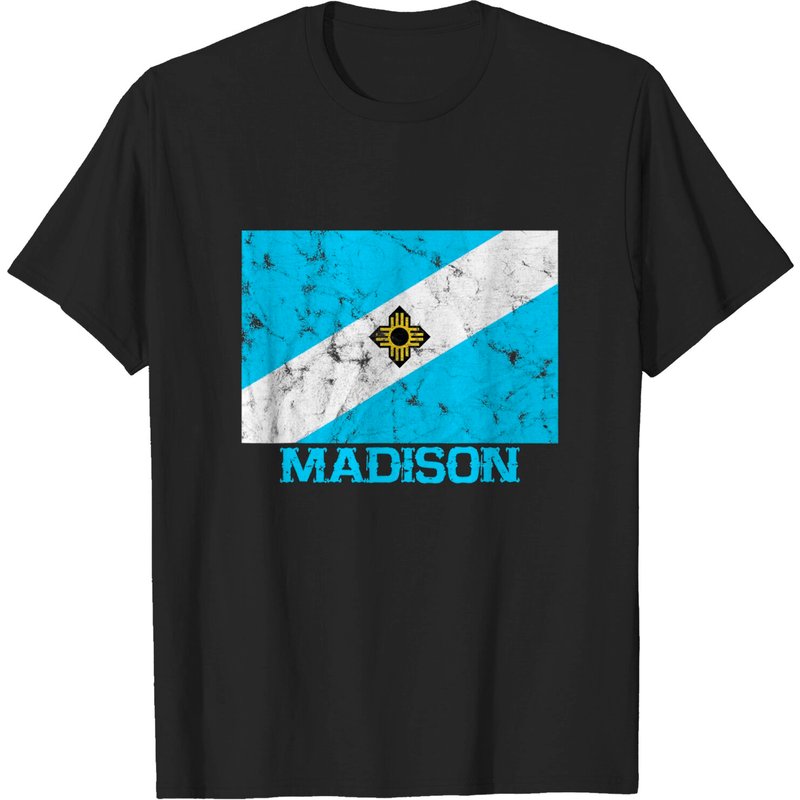 T-shirt pour hommes avec drapeau usé de Madison Wisconsin — T-shirts pour hommes
