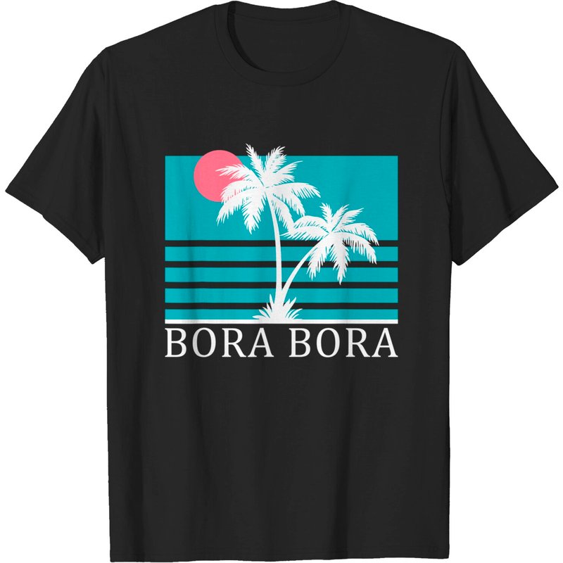 T-shirt Bora Bora Coucher de Soleil avec Palmiers pour Hommes — T-shirts pour hommes