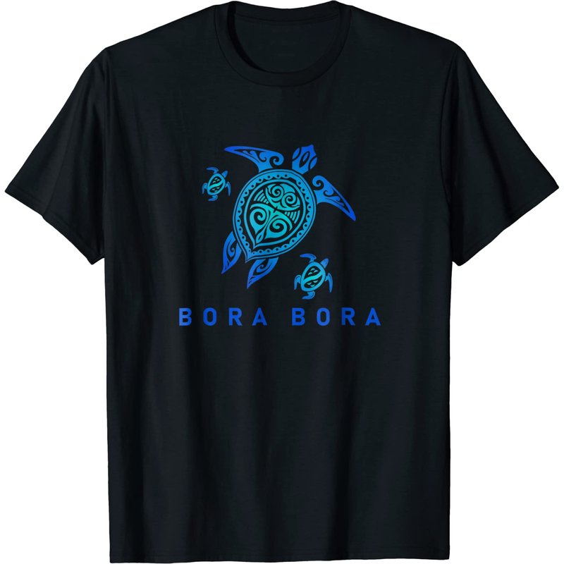T-shirt pour hommes Bora Bora Sea Blue Turtle Tribal — T-shirts pour hommes