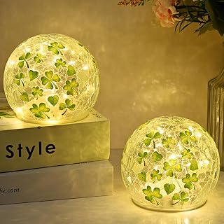 FRAMICS Globe Lumineux Shamrock de 4" avec Minuterie - 2 Paquet — Lampe de bureau menée