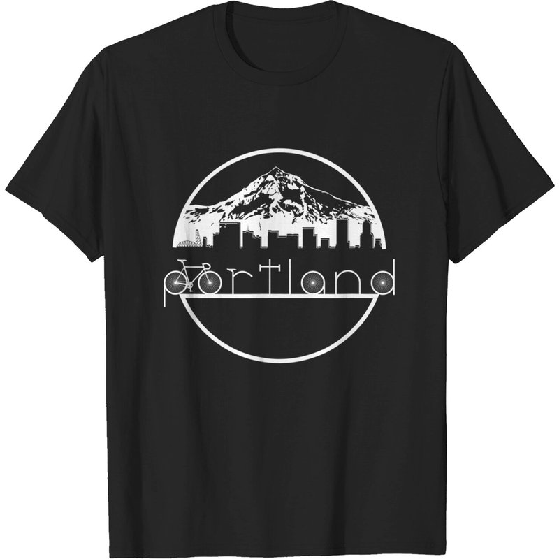 T-shirt pour hommes Portland Bicycle City Skyline — T-shirts pour hommes