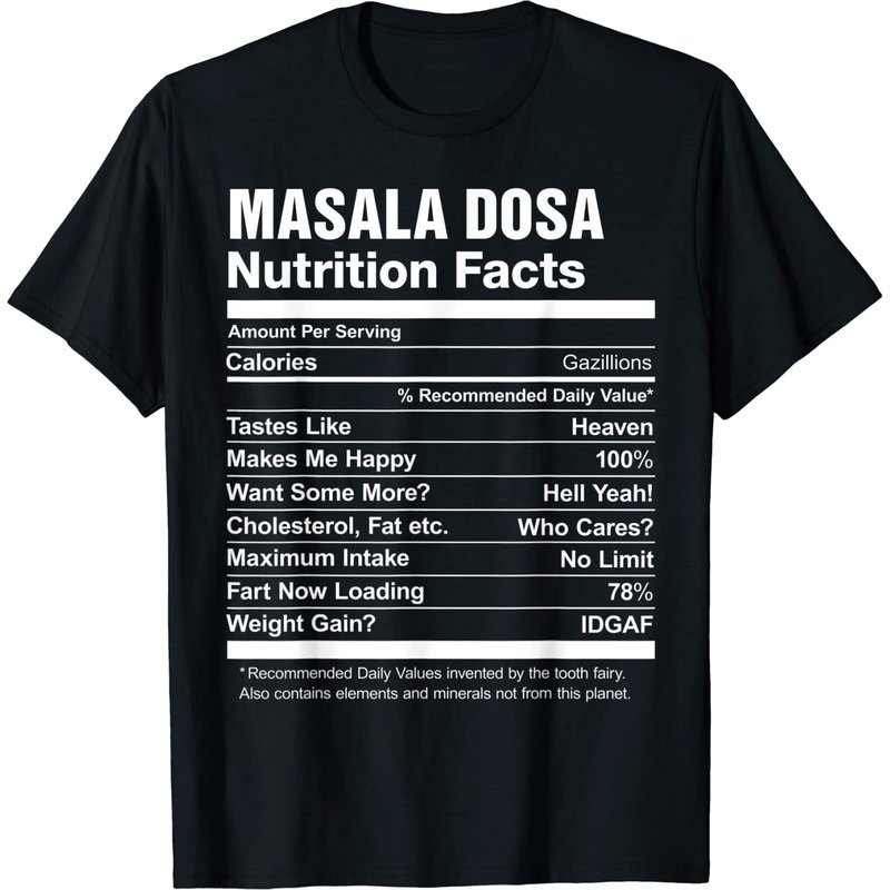 T-shirt Masala Dosa Nutrition Facts pour hommes — T-shirts pour hommes