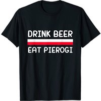 T-shirt Drink Beer Eat Pierogi Drapeau de Pologne pour hommes — T-shirts pour hommes