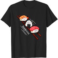 T-shirt Kawaii Sushi Glissant Sur Baguettes pour Hommes