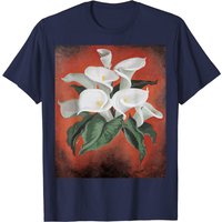 T-shirt pour hommes avec des callas sur fond rouge