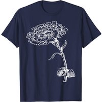 T-shirt pour hommes avec illustration botanique de œillet vintage en encre blanche — T-shirts pour hommes