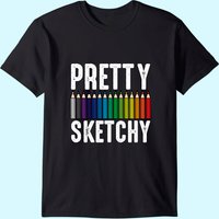 T-Shirt pour Hommes Pretty Sketchy Crayons de Couleur Enseignant d'Art
