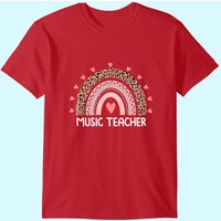 T-Shirt pour Hommes Enseignant de Musique Léopard Arc-en-Ciel