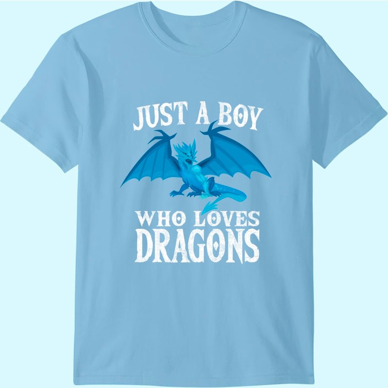 Just A Boy Who Loves Dragons Dragon Costume Gift T-Shirt — Mens T Shirts