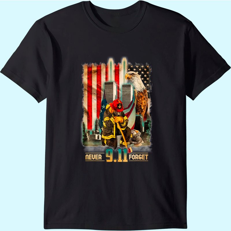 Never Forget 9-11-2001 20th Anniversary Firefighters T-Shirt