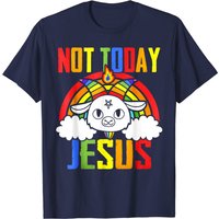 T-shirt Not Today Jesus Unicorn Satan Goat Rainbow pour hommes — T-shirts pour hommes