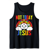 Not Today Jesus Unicorn Goat Rainbow Tank Top for Men — Mens T Shirts