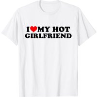 T-shirt blanc I Love My Hot Girlfriend pour hommes
