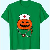 T-Shirt Halloween Jackolantern Infirmier avec Visage de Citrouille pour Hommes — T-shirts pour hommes