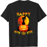 T-shirt Happy Meo-0-ween Citrouille et Chat Noir pour Hommes — T-shirts pour hommes