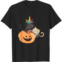 T-shirt pour hommes avec chat d'Halloween et citrouille