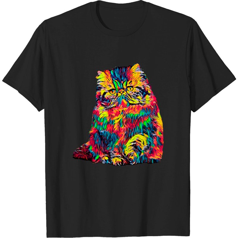 T-Shirt Chat Persan pour Hommes en Noir — T-shirts pour hommes