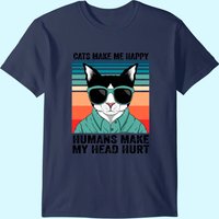 T-shirt Chats Me Rendent Heureux, Humains Me Font Mal à la Tête — T-shirts pour hommes