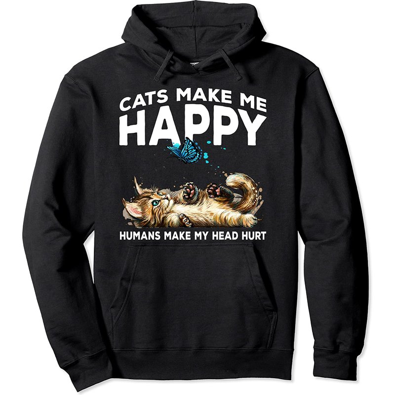 Le sweat à capuche "Les chats me rendent heureux, les humains me donnent mal à la tête — Sweats à capuche pour hommes