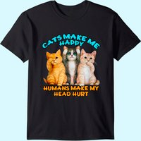 T-shirt Chats Me Rendent Heureux, Humains Me Font Mal à la Tête — T-shirts pour hommes