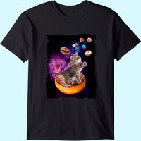T-Shirt pour hommes avec design de chat abyssin et donuts spatiaux