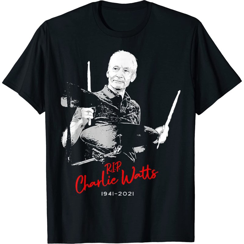 T-shirt pour hommes Charlie Watts en noir — T-shirts pour hommes