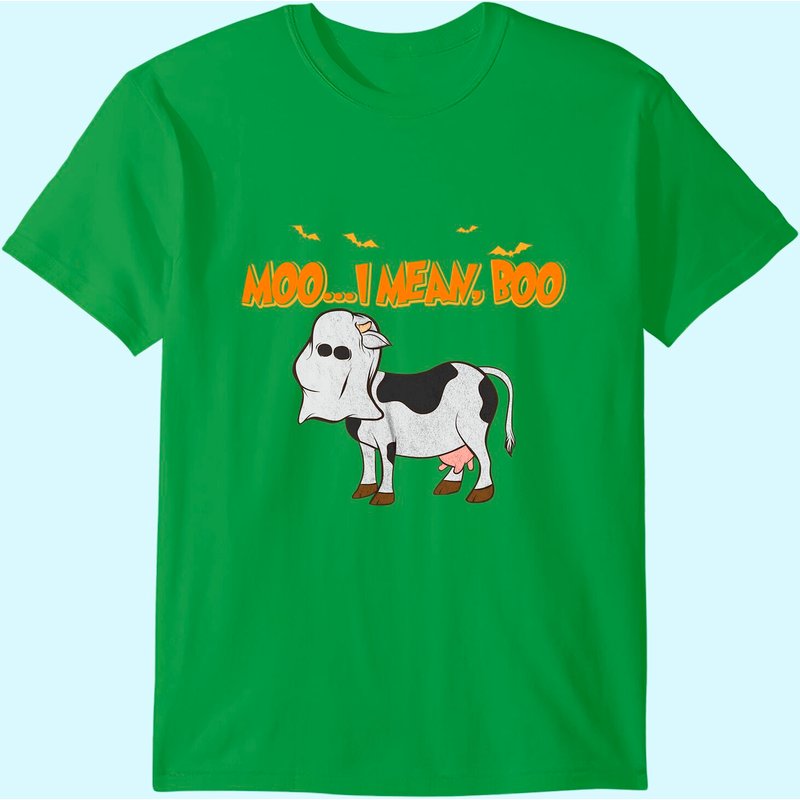Ghost Cow Moo I Mean Boo Pumpkin Moon Halloween T-Shirt for Men