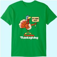 Funny Canadian Thanksgiving Turkey Eat Moose Meat T-Shirt for Men — Mens T Shirts