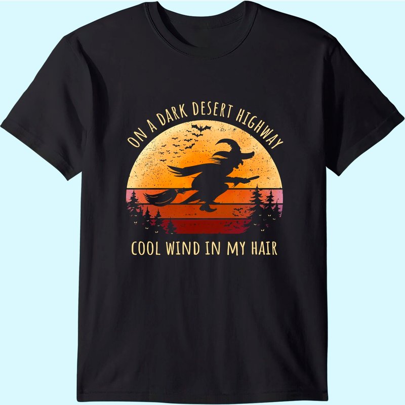 Halloween Witch Riding Broomstick T-Shirt for Men