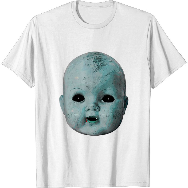T-shirt Tête de Poupée Effrayante Halloween Bébé Vampire pour Hommes