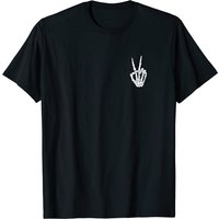 T-Shirt Homme Main Squelette avec Signe de Paix