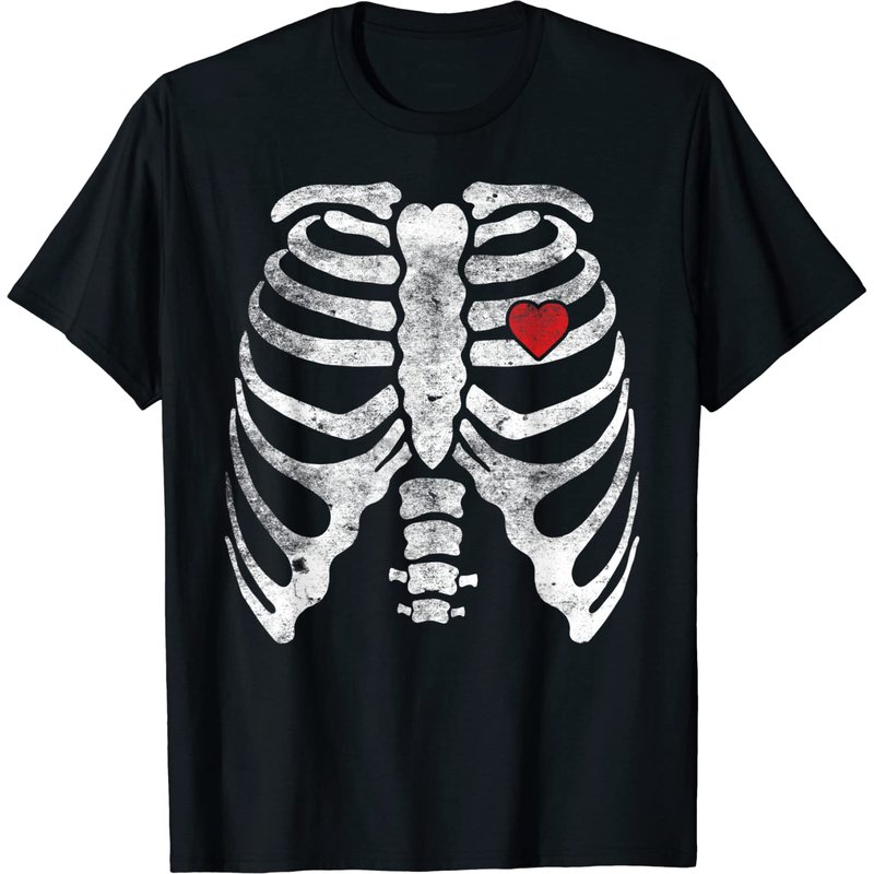 T-shirt Skeleton Heart Rib Cage pour hommes
