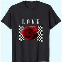 T-shirt Love Checkerboard Rose pour hommes
