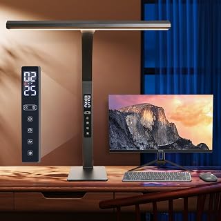 Lampe de bureau LED pour bureau à domicile avec col de cygne réglable et horloge — Lampe de bureau menée
