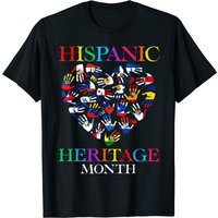 T-shirt Latino avec mains, cœur et drapeaux des pays hispaniques pour hommes